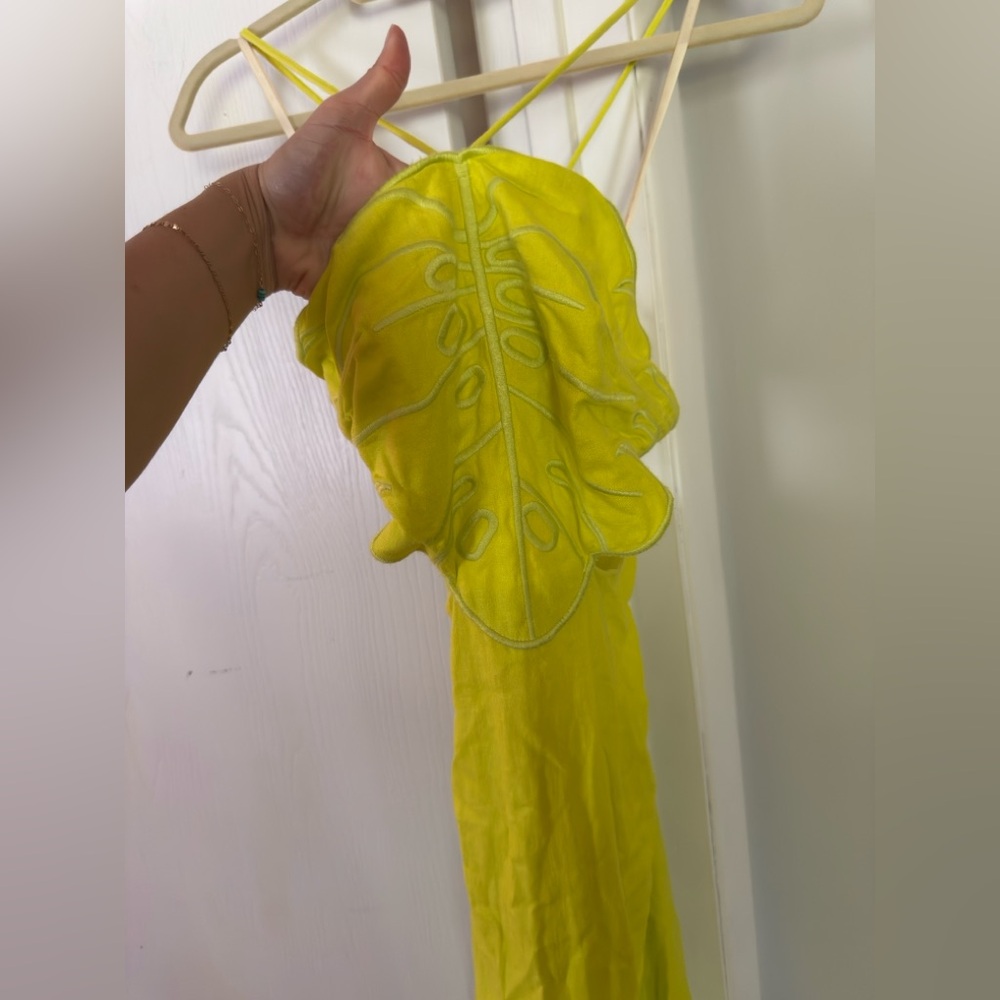 FARM Rio Lime Green Strapless Midi Dress - Picture 6 of 8